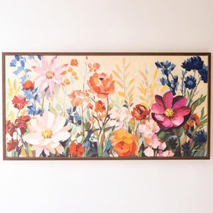 47 inch framed wildflower canvas on a white background