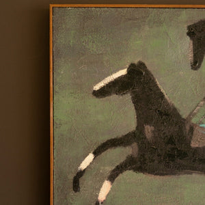 Detail of the race horses painting brushwork