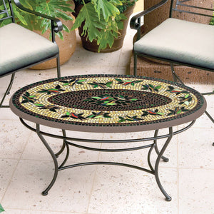 Finch Mosaic Coffee Table - Oval-Iron Accents
