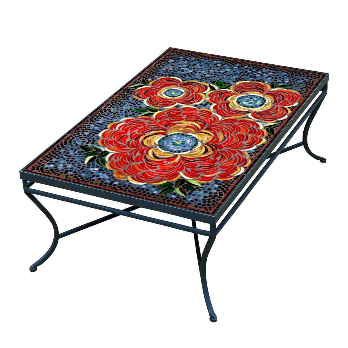 Zinnia Mosaic Coffee Table - Rect-Iron Accents