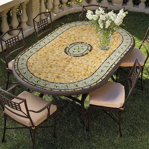 Malibu Mosaic Oval Bistro-Iron Accents
