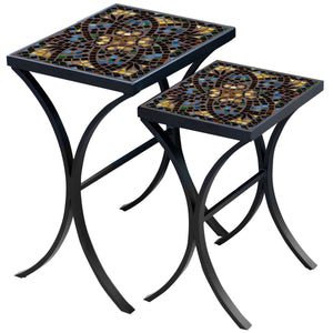 Monaco Mosaic Nesting Tables-Iron Accents