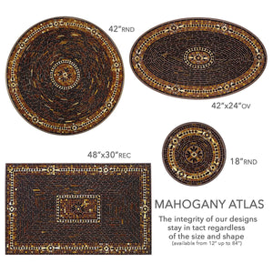 Mahogany Atlas Mosaic Table Tops-Iron Accents