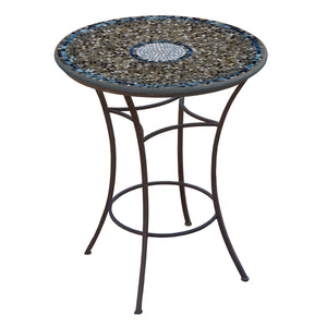 Slate Glass Mosaic High Dining Table-Iron Accents