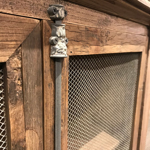 Aged Zinc Whiskey Cabinet-Iron Accents