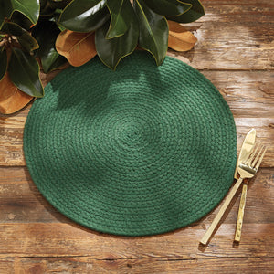 Woven Round Placemat - Green