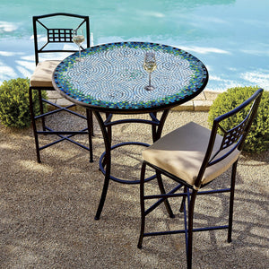Belize Mosaic High Dining Table-Iron Accents