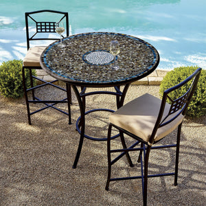 Slate Glass Mosaic High Dining Table-Iron Accents