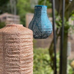 Bulb Ikat Lantern - Petrol