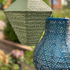 Bulb Ikat Lantern - Petrol