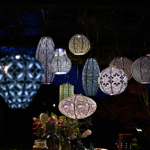 Bulb Ikat Lantern - Petrol