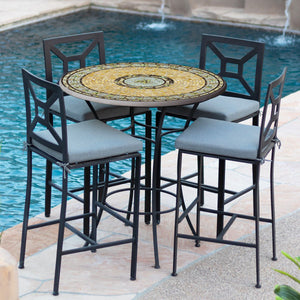 Malibu Mosaic High Dining Table-Iron Accents