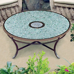 Jade Glass Mosaic Coffee Table-Iron Accents