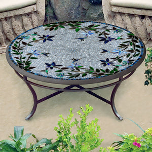 Royal Hummingbird Mosaic Coffee Table-Iron Accents