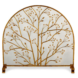 Budding Branch French Screen w/ Mesh-Iron Accents