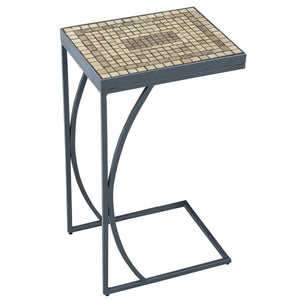 Marble Stone Mosaic C-Table-Iron Accents