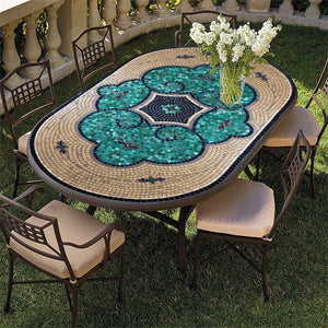 Sardinia Mosaic Oval Bistro-Iron Accents