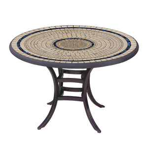 Slate Stone Mosaic Patio Table-Iron Accents