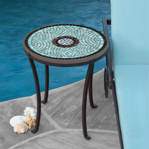 Jade Glass Mosaic Chaise Table-Iron Accents