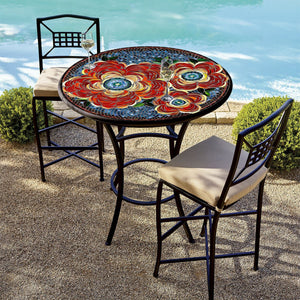 Zinnia Mosaic High Dining Table-Iron Accents
