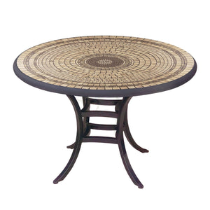 Marble Stone Mosaic Patio Table-Iron Accents