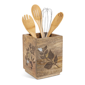 Metal Inlay Utensil Caddy-Iron Accents