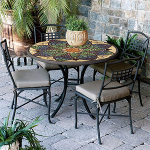 Monaco Mosaic Patio Table-Iron Accents