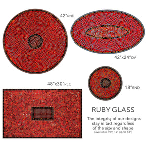 Ruby Glass Mosaic Table Tops-Iron Accents