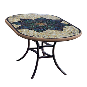 Monaco Mosaic Oval Bistro-Iron Accents