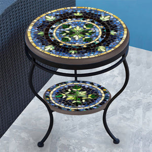 Lake Como Mosaic Side Table - Tiered-Iron Accents