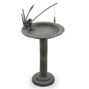 Fishing Frog Birdbath / Sundial-Iron Accents