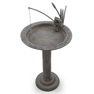 Fishing Frog Birdbath / Sundial-Iron Accents