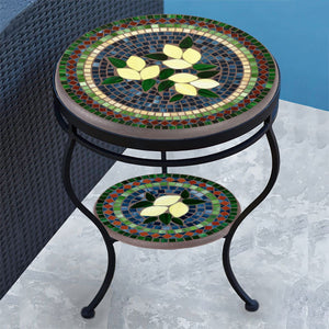 Tuscan Lemons Mosaic Side Table - Tiered-Iron Accents
