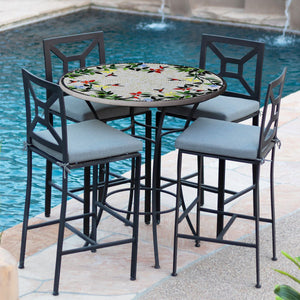 Hummingbird Mosaic High Dining Table-Iron Accents