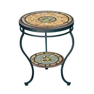 Malibu Mosaic Side Table - Tiered-Iron Accents