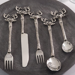 Stag Flatware Set (5-Piece)-Iron Accents