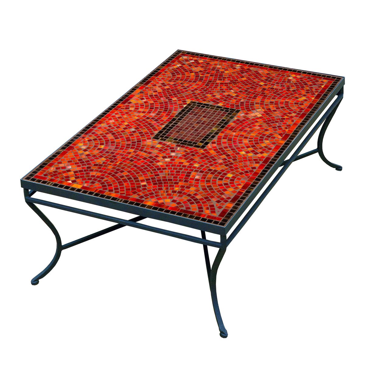 Ruby Glass Mosaic Coffee Table - Rect-Iron Accents