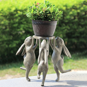 Rabbit Planter Holder-Iron Accents
