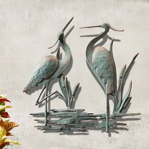 Double Garden Heron Wall Plaque-Iron Accents