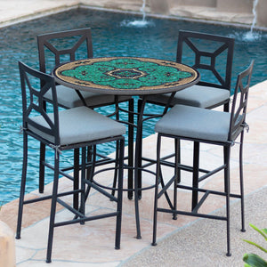 Sardinia Mosaic High Dining Table-Iron Accents