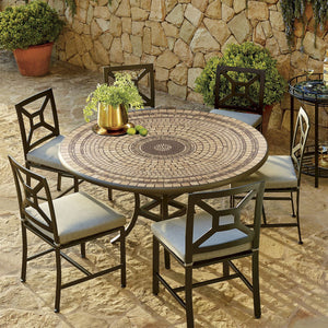 Marble Stone Mosaic Patio Table-Iron Accents