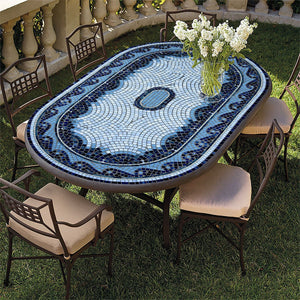 Navagio Mosaic Oval Bistro-Iron Accents
