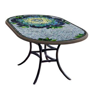 Giovella Mosaic Oval Bistro-Iron Accents