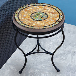 Malibu Mosaic Side Table-Iron Accents