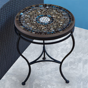 Slate Glass Mosaic Side Table-Iron Accents