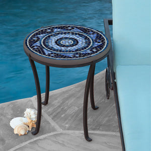 Navagio Mosaic Chaise Table-Iron Accents