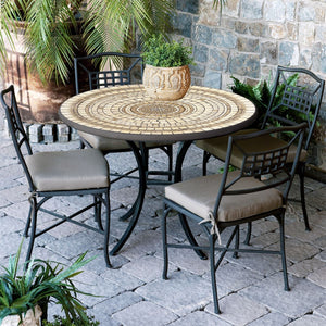 Marble Stone Mosaic Patio Table-Iron Accents