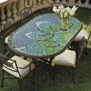 Lovina Mosaic Oval Bistro-Iron Accents