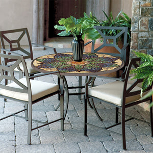 Monaco Mosaic Patio Table-Iron Accents