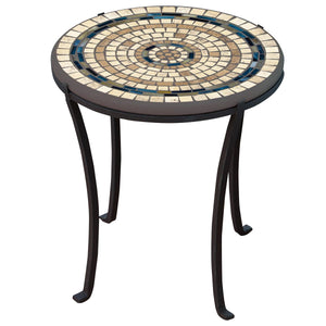 Slate Stone Mosaic Chaise Table-Iron Accents